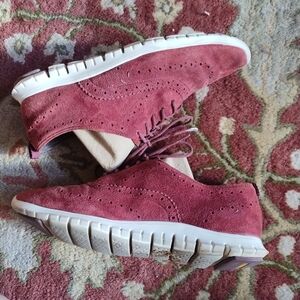 COLE HAAN Burgundy Suede Zerogrande Oxford Comfort Shoes 7.5 M